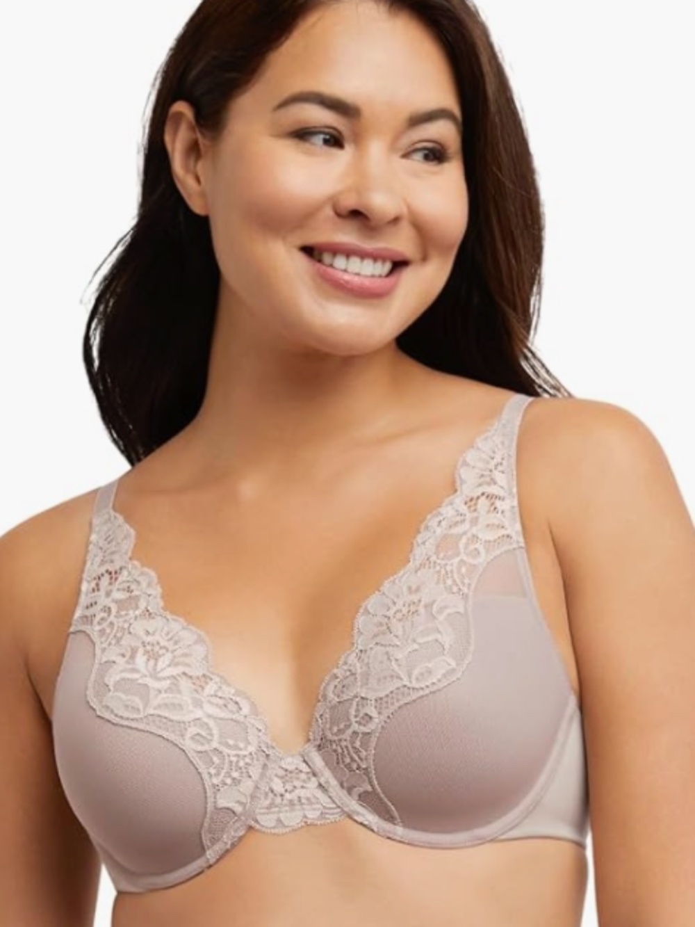 Bali One Smooth U Comfort Stretch Lace Underwire Bra Evening Blush 42D 12189